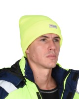 Шапка трикотажная флуоресцентная лимонная СИРИУС Юка, с утеплителем Тинсулейт
