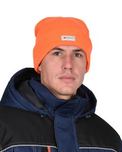 Шапка трикотажная флуоресцентная оранжевая СИРИУС Юка, с утеплителем Тинсулейт